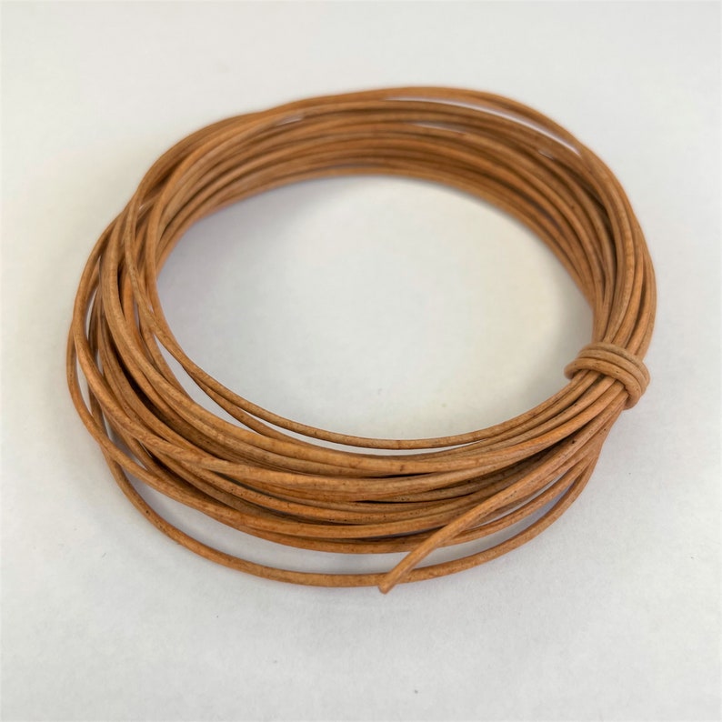 1mm Tan Natural Round Leather Cord 2 metres 2.19 yards, 5 metres 5.47 yards or 10 metres 10.93 yards image 3