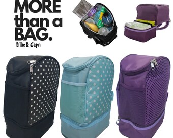 Insulated back pack blue & purple only black out of stock