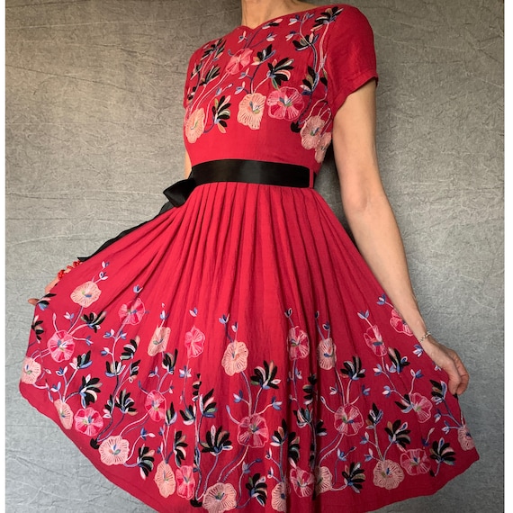 inverted pleat floral dress Pleat-Front Floral Dress - Deep Lagoon Multi - M