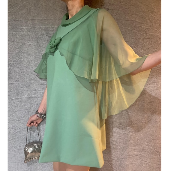 green emerald velvet dress Green Chiffon Ruffle Accent Maternity Mini Dress Medium