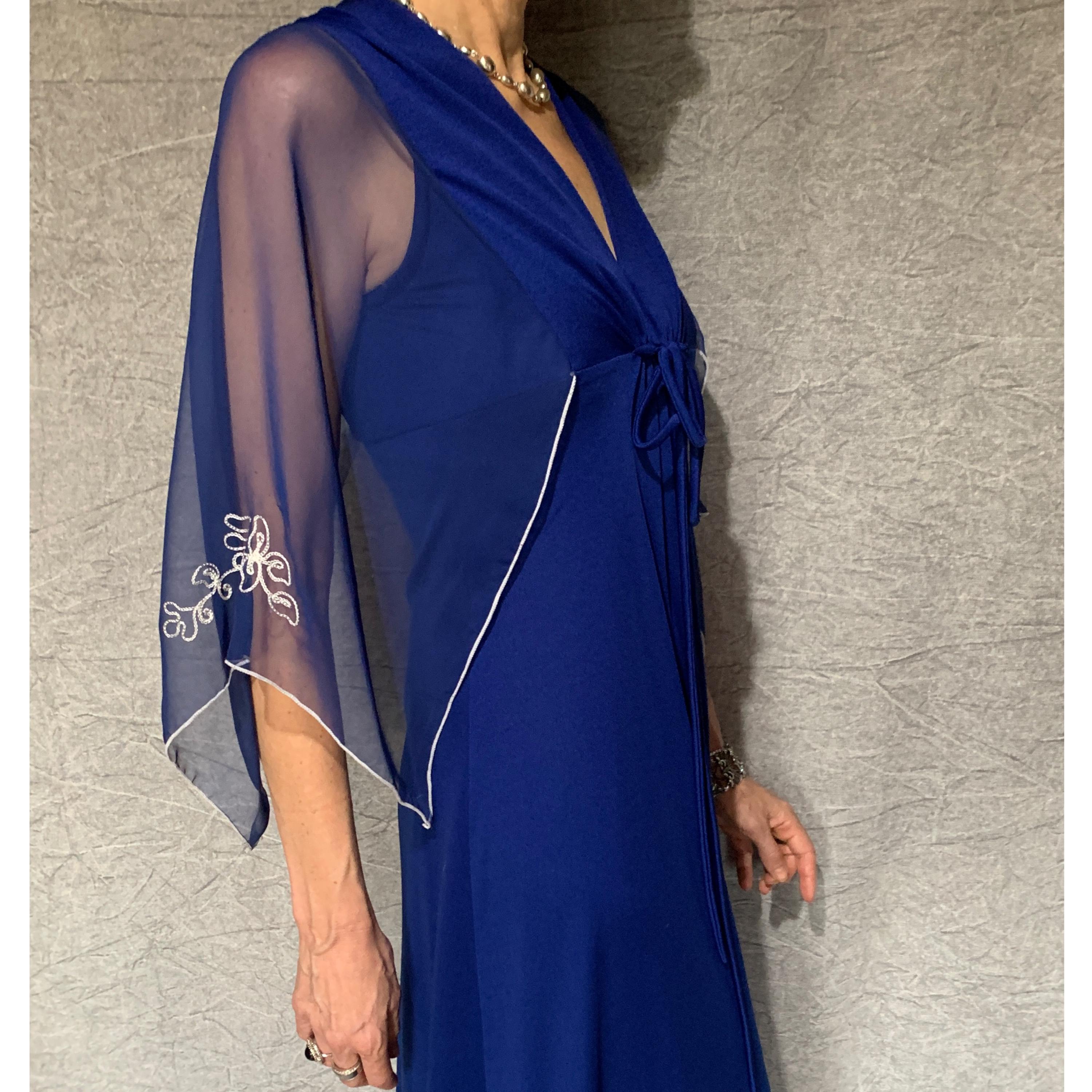 Evening Dress Navy Blue Sheer Sleeves - Etsy