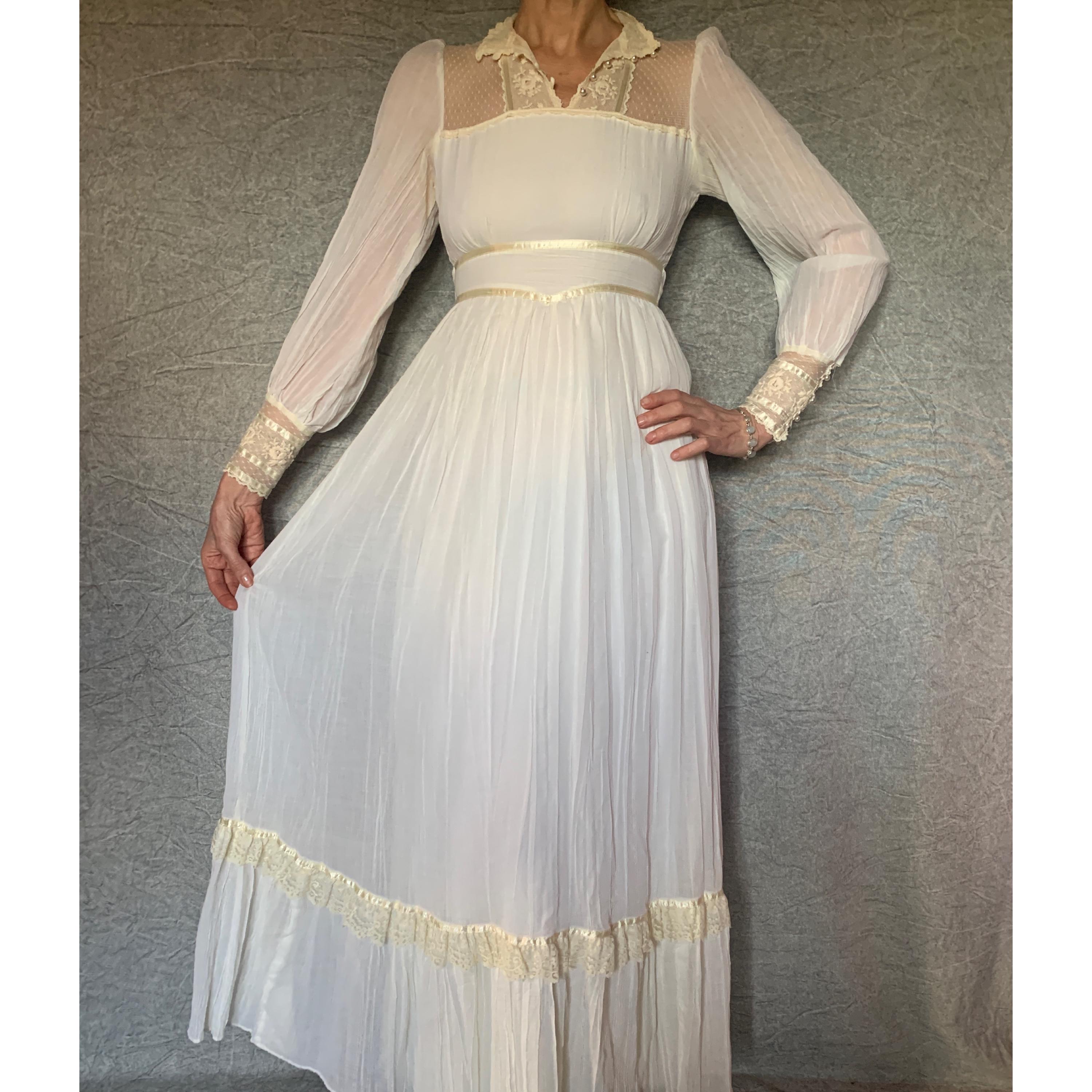 Vintage Cream Cotton Maxi Dress