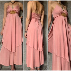 70年代ヴィンテージディスコスタジオ54サマードレス | ビーズディテール | 2層スカート | シューストリングストラップハリウッドグラム | ロマンティックフェアリーゴッデスS-M