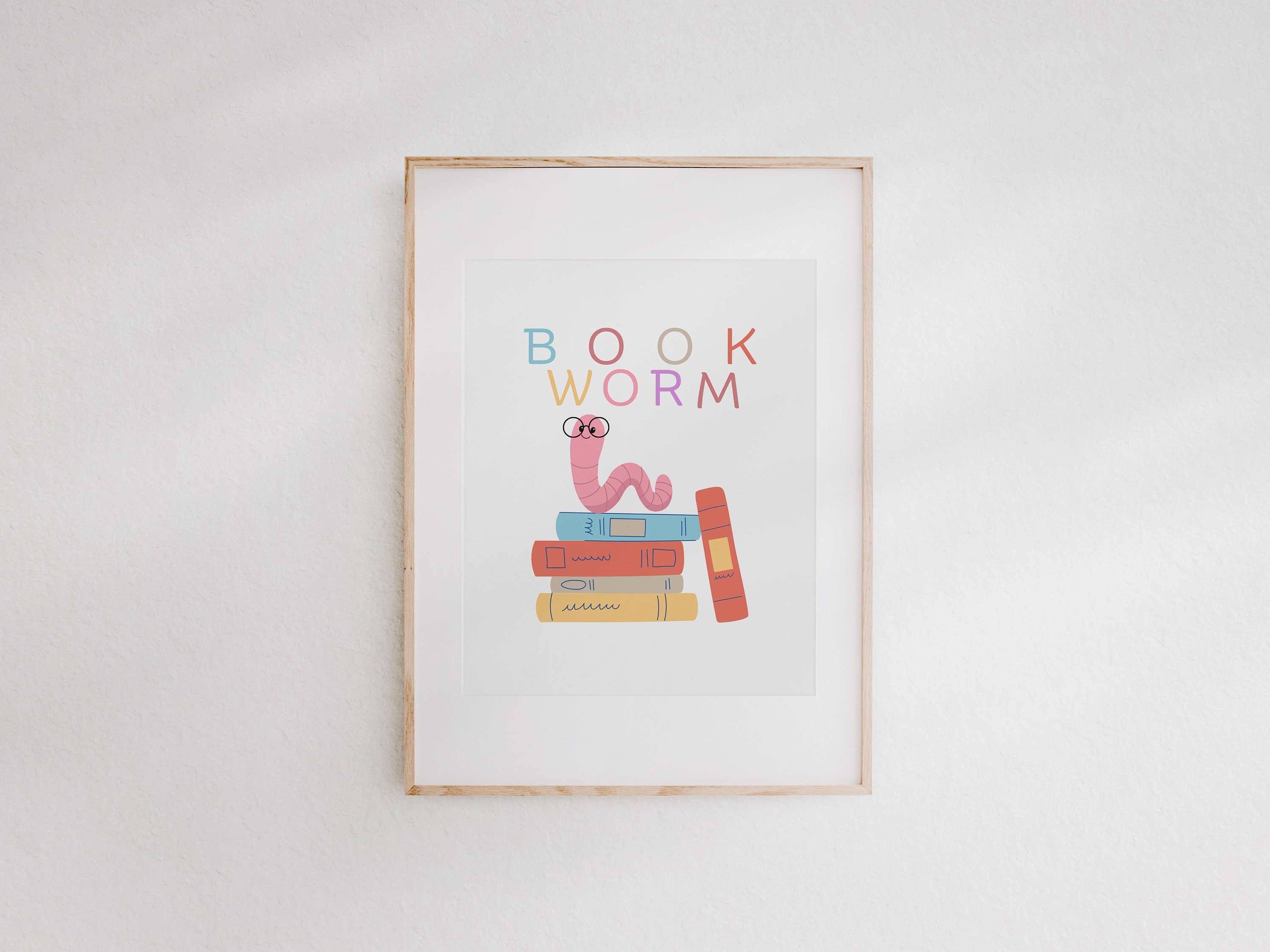 Bookworm Printable , Reading Print for Kids, Books Print, Playroom Wall ...