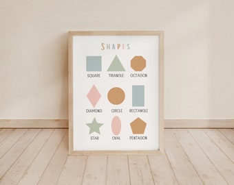 Shapes,  Educational Learning Printable , Children Room Decor, Print, Playroom Wall Art, Playroom Printable, Homeschool
