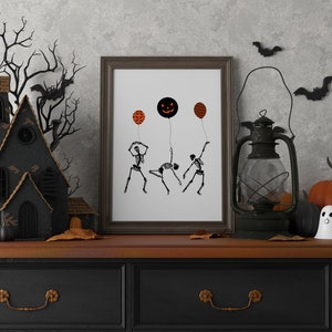 Halloween, Dancing Skeletons, Trick or Treat, Fall Decor, Halloween Printable Wall Art Prints, Halloween Decorations