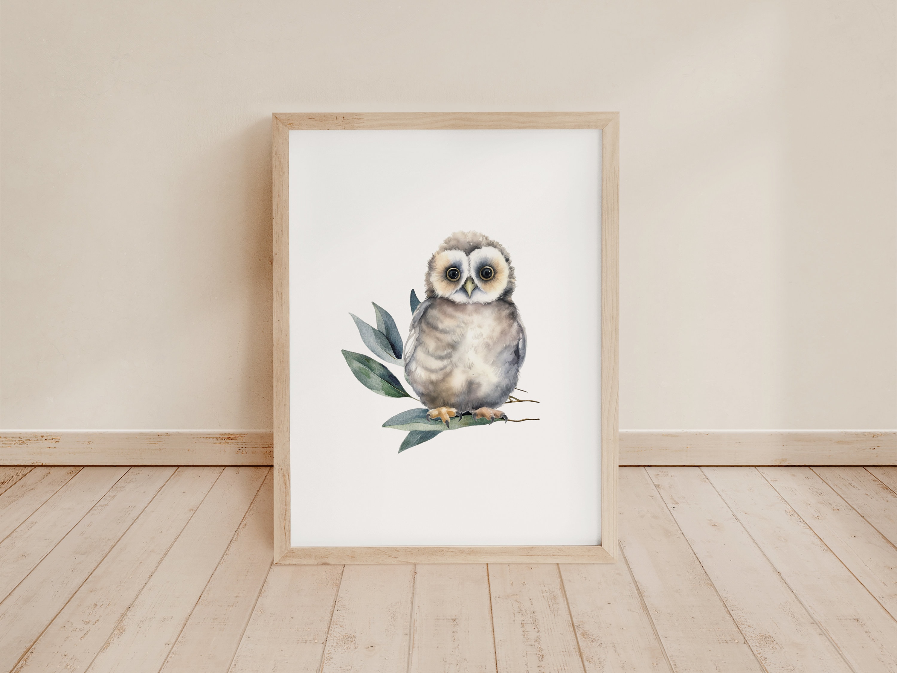 Woodland Owl Art Print, Whimsical Nursery Decor (Digital Download)
