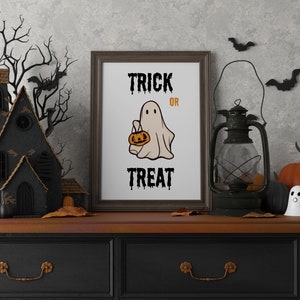 Halloween, Trick or Treat, Ghost, Fall Decor, Halloween Printable Wall Art Prints, Halloween Decorations
