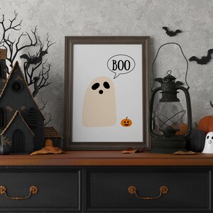 Halloween, Ghost Boo, Trick or Treat, Fall Decor, Halloween Printable Wall Art Prints, Halloween Decorations