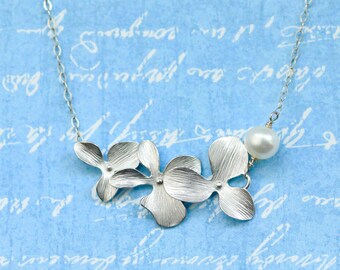 Orchid Necklace, Bridesmaid Necklace, Brides Jewelry, Orchid Wedding Jewelry, Mother's Day Necklace, Bridesmaid Gift 201