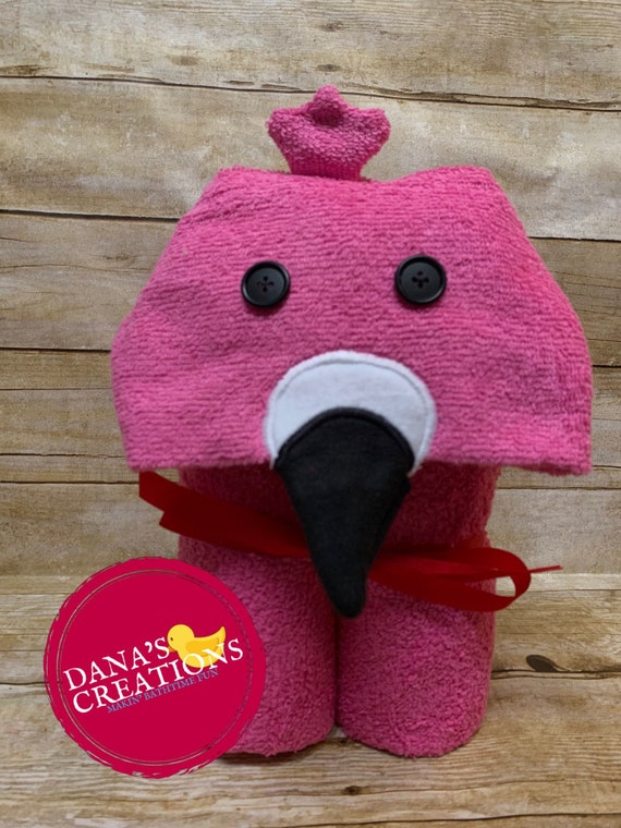 flamingo hooded towel