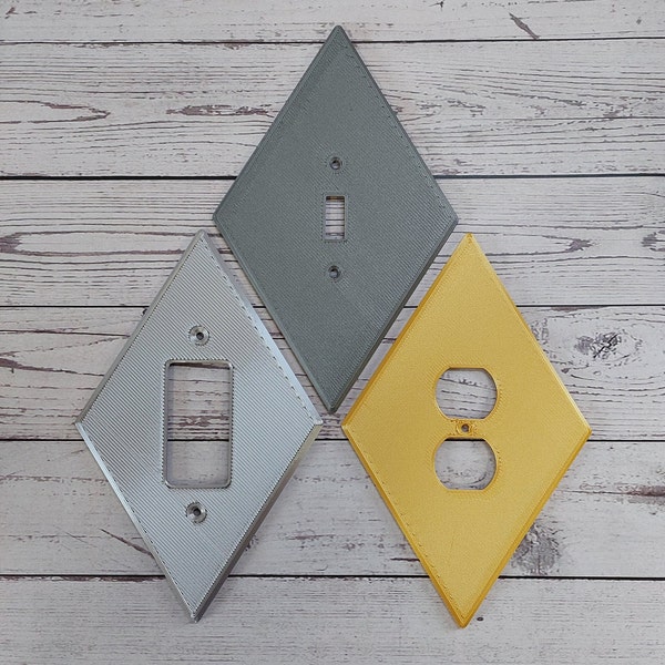 Cubierta del interruptor de luz de diamante retro / Moderno de mediados de siglo / Era atómica / Retro atómico / De moda / Moderno de mediados de siglo