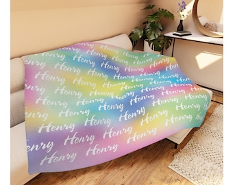 Personalized RAINBOW Blanket, Custom Name Sherpa or Minky Blanket for Baby, Toddler, Kids, Teens and Adults Choose your Blanket, Size & Font
