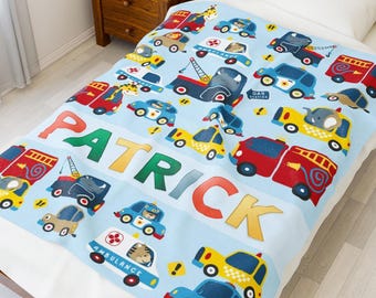 Personalized CAR Blanket, Custom Name Sherpa or Minky Blanket, Great gift for Baby, Toddler & Kids