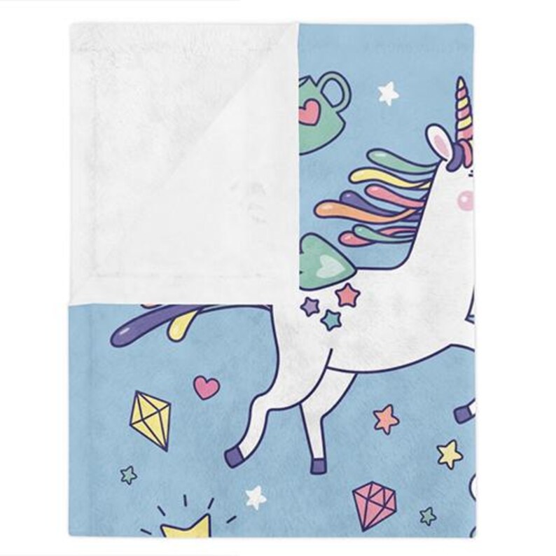 Personalized UNICORN Blanket, Custom Name Sherpa or Minky Blanket, Great gift for Baby, Toddler, Kids, Teens & Adults image 8