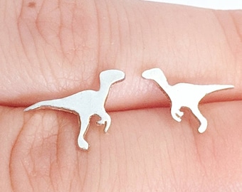 Velociraptor Earrings, Sterling Silver Dinosaur Jewelry, Dinosaur Earrings, Teacher Gifts, Handmade Earrings, Dino Jewelry, Minimalist Studs