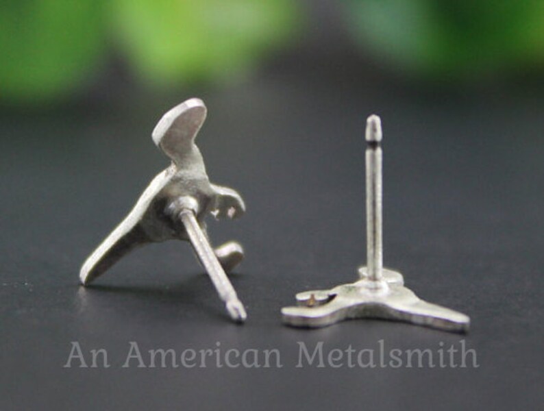 Velociraptor Earrings, Sterling Silver Dinosaur Jewelry, Dinosaur Earrings, Teacher Gifts, Handmade Earrings, Dino Jewelry, Minimalist Studs image 4