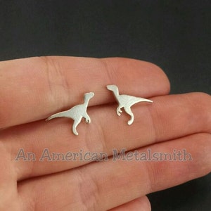 Velociraptor Earrings, Sterling Silver Dinosaur Jewelry, Dinosaur Earrings, Teacher Gifts, Handmade Earrings, Dino Jewelry, Minimalist Studs image 5