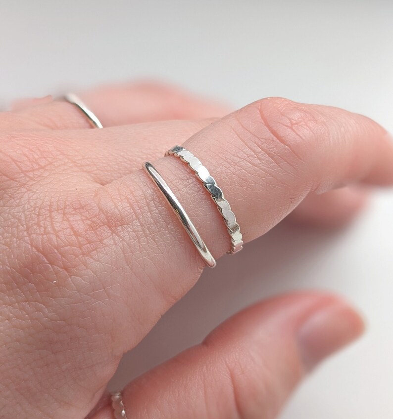 One Sterling Silver Stacking Ring, Stacker Ring, Thin Silver Ring, Spacer Ring, Midi Ring, Trendy, Boho Chic, Handmade, Thumb Ring, Toe Ring zdjęcie 1