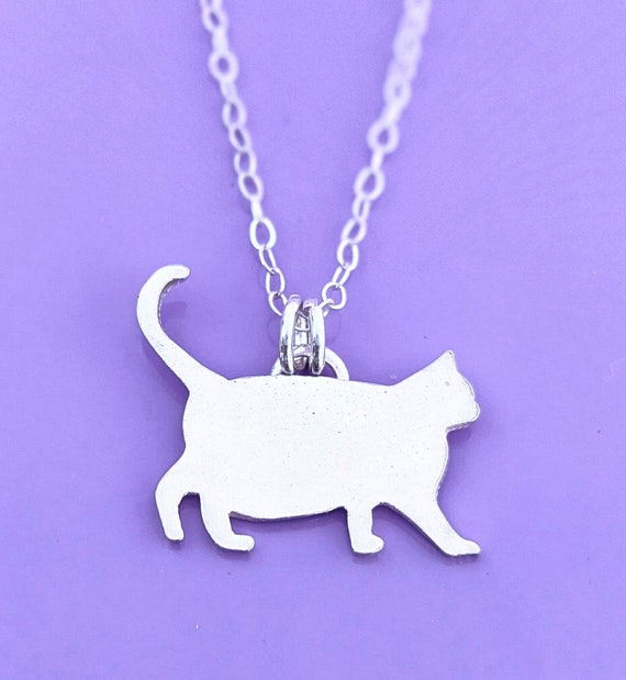 Sterling Silver Fat Cat Necklace 