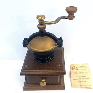 Zassenhaus Manual S Shape Crank Coffee Mill Wood and Cast Metal Vintage German Grinder