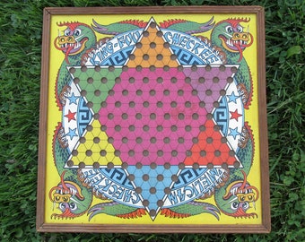 1938 King-Foo Checkee Board Play Chinese or American Checkers or Display As An Art Piece