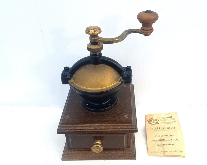 Zassenhaus Manual S Shape Crank Coffee Mill Wood and Cast Metal Vintage ...