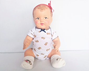 Vintage Composition Doll Unmarked Dimples On Cheeks 16" Tall