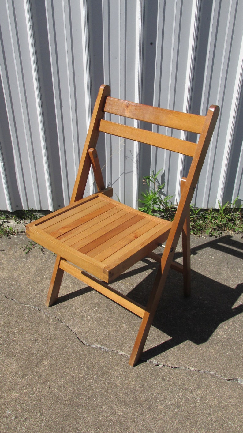 Vintage Folding Wood Chair From Romania Natural Color Mid Century Modern