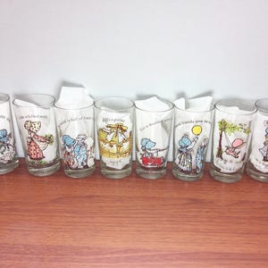 Holly Hobbie Set of 8 Tumbler Glasses From 1967-1978 American Greetings