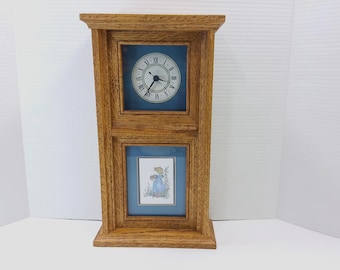 Noel Woodcraft Mantel Clock Prairie Girl Vintage Country Farmhouse Decor