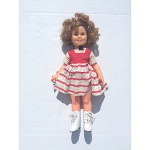 Vintage Ideal Shirley Temple Doll 16&quot; Red and White Dress With White Boots