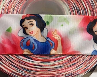 2 METRE SNOW WHITE SEVEN DWARFS RIBBON SIZE 1 INCH HAIR BOWS HEADBANDS CAKE
