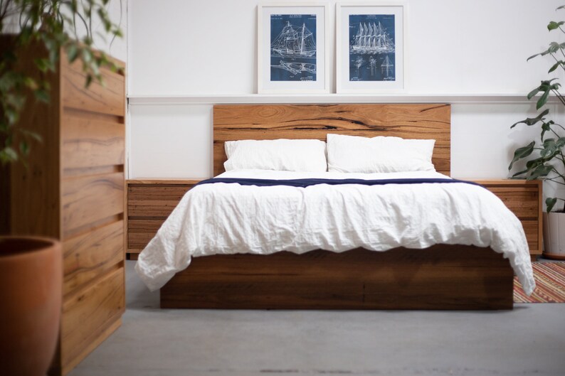Rustic Recycled Timber Panel Bed Etsy
