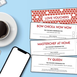 Liefdesbonnen | Liefdesbonnen | Valentijnsdag kortingsbonnen | Cadeaus voor haar | Afdrukbare download