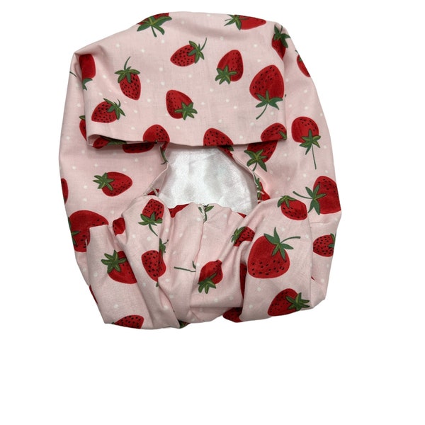 Satin Lined European Scrub Hat-Strawberry Patch