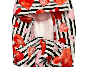 Satin Lined Scrub Hat-Hearts on Stripe