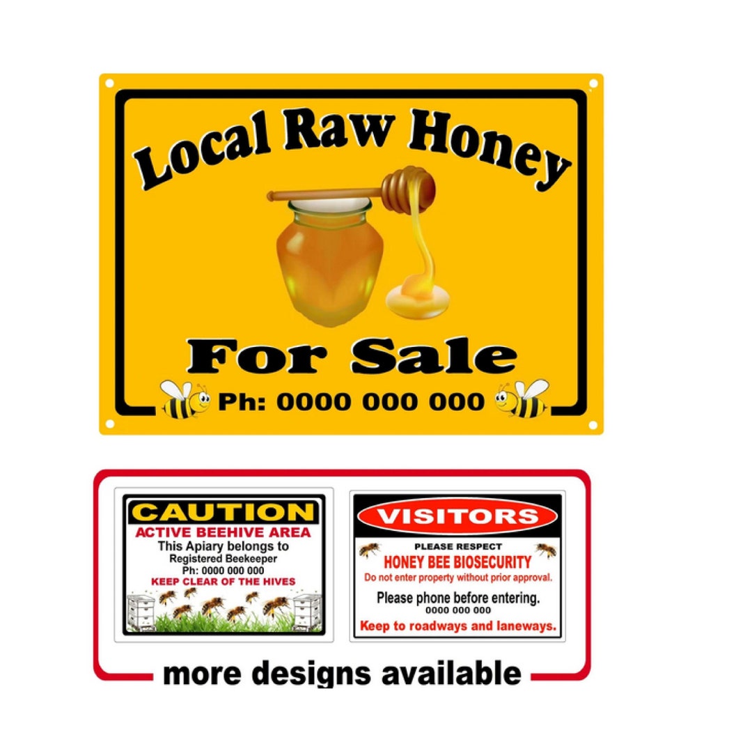 Beekeeper Apiary Sign Personalised or Standard Local Raw Honey for Sale ...