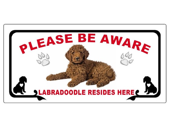 Beware Patio Lawn Garden Guard Labradoodle On Duty Funny Yard