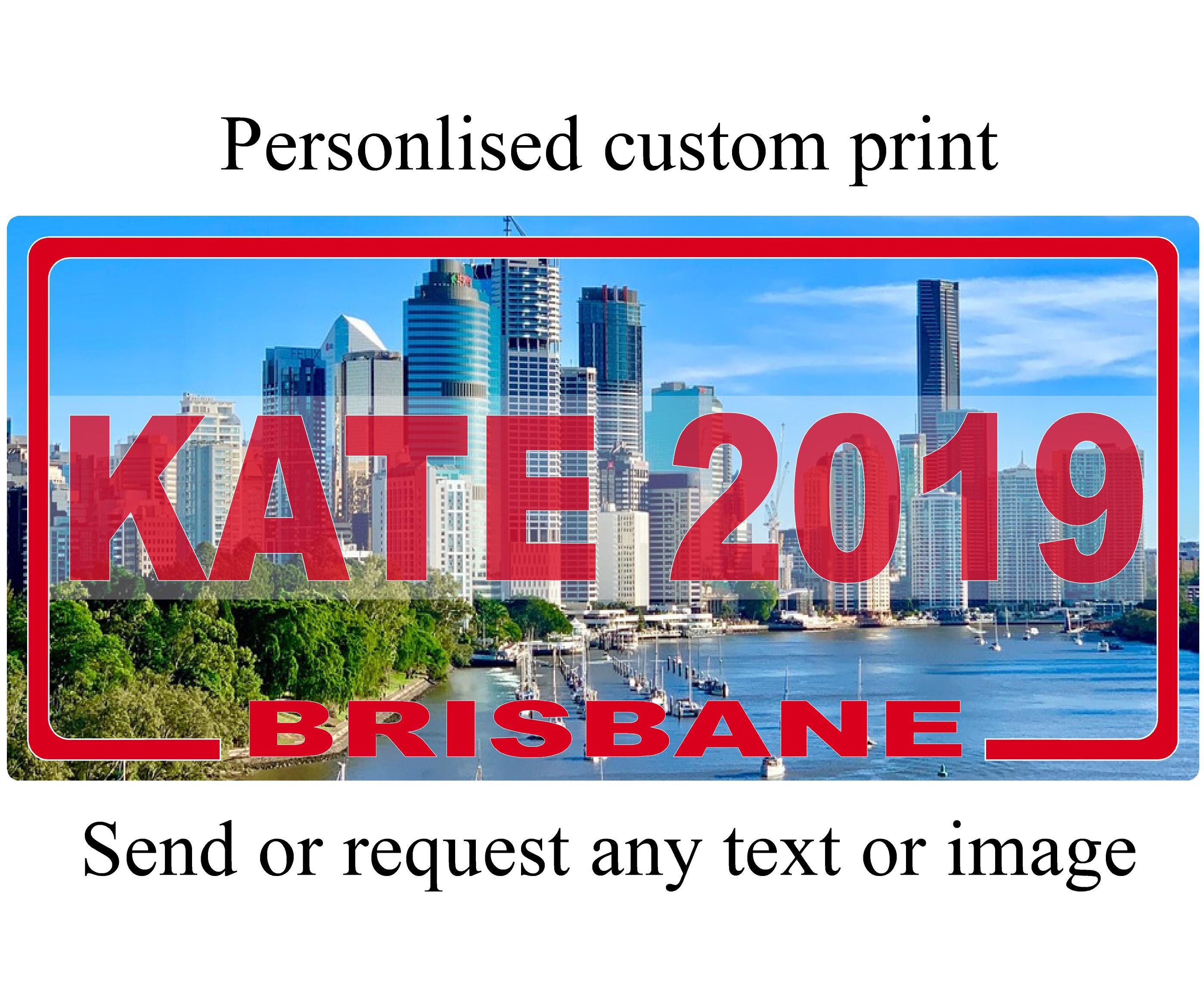 Brisbane Print Novelty Number Plate Look Custom Printed Metal Etsy