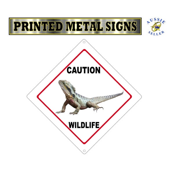 Dragon d’eau Attention faune panneau métallique