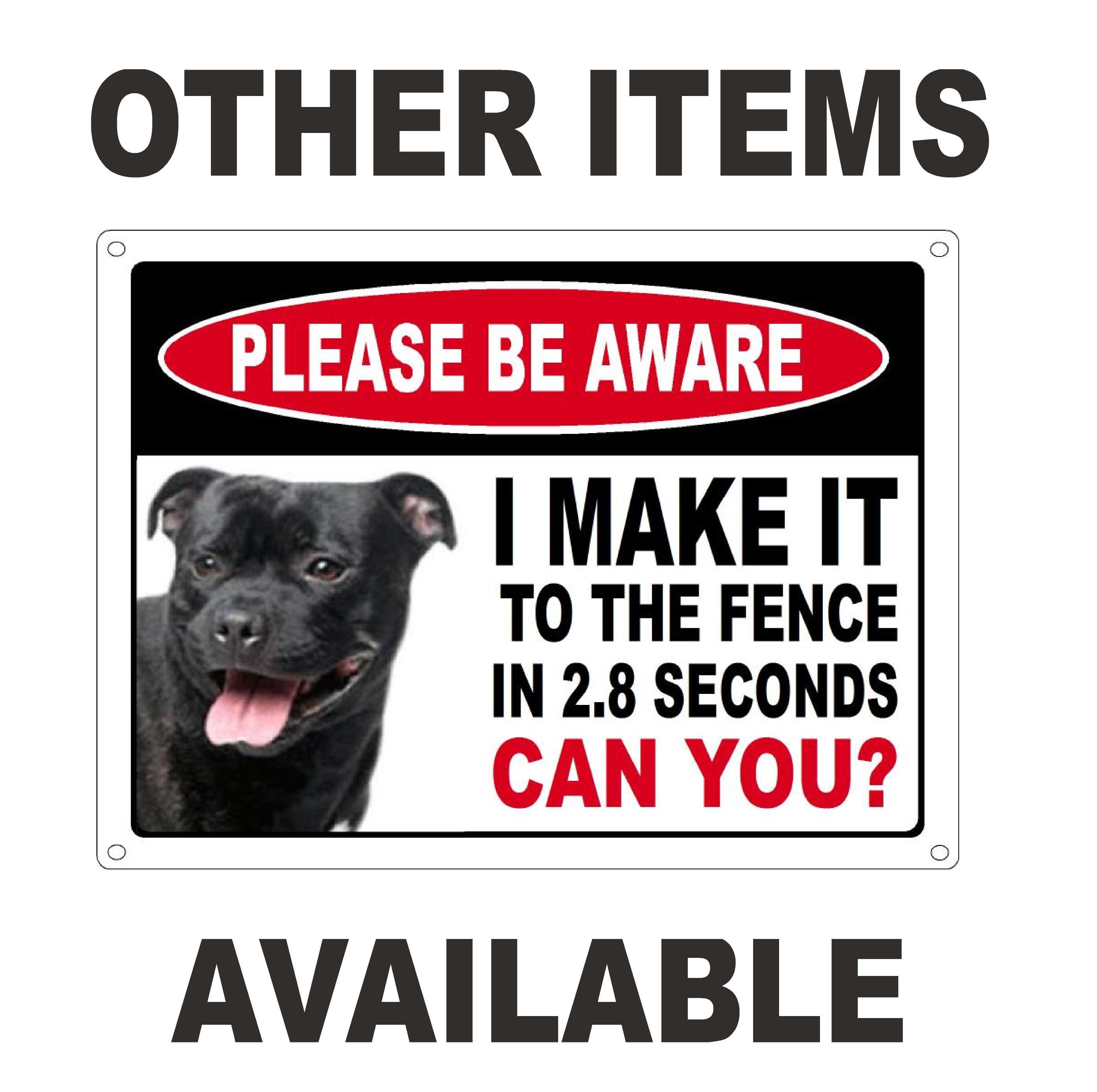 Cartello 'Attenti Al Cane' Staffordshire Bull Terrier - Targa Metallica Per Esterni - Foto 3