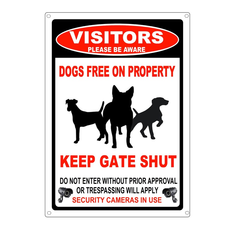 Dogs on Property Gate Sign Etsy