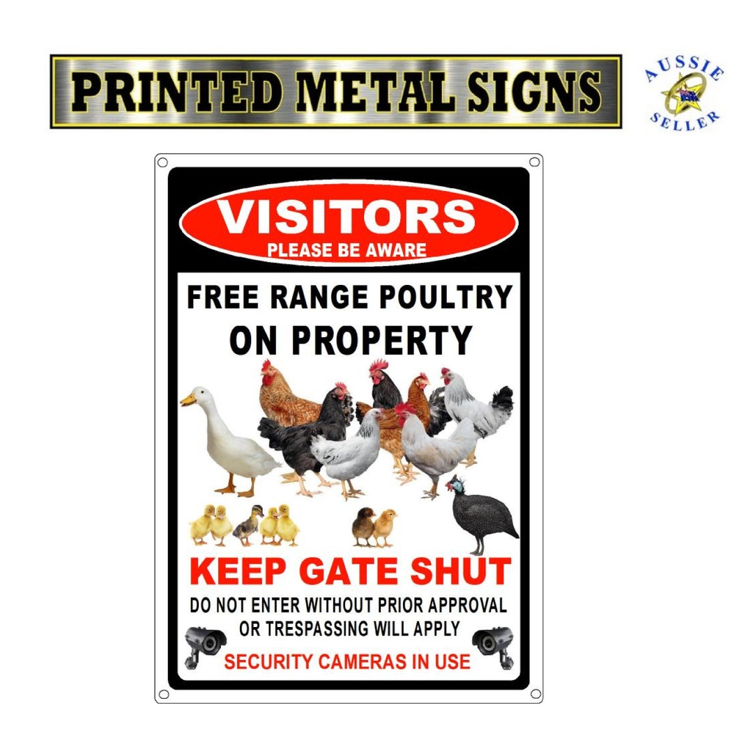 Poutry Sign Poultry on Property Gate Sign Free Range Poultry - Etsy
