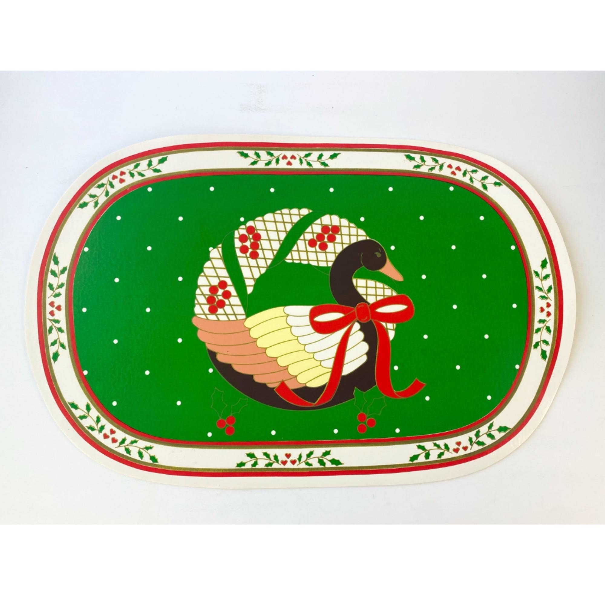Vintage Vinyl Christmas Placemats Holiday Goose Table Linens Etsy