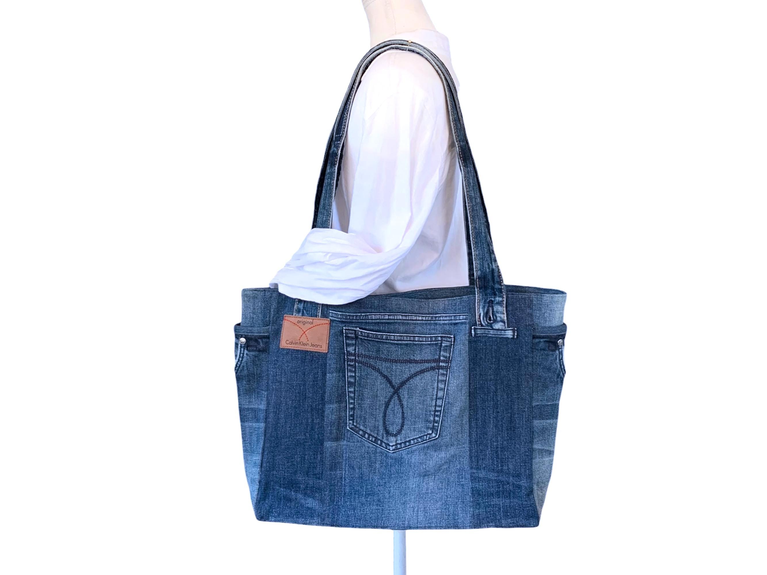 Borsa tote Calvin Klein Jeans riciclata: borsa a tracolla in denim