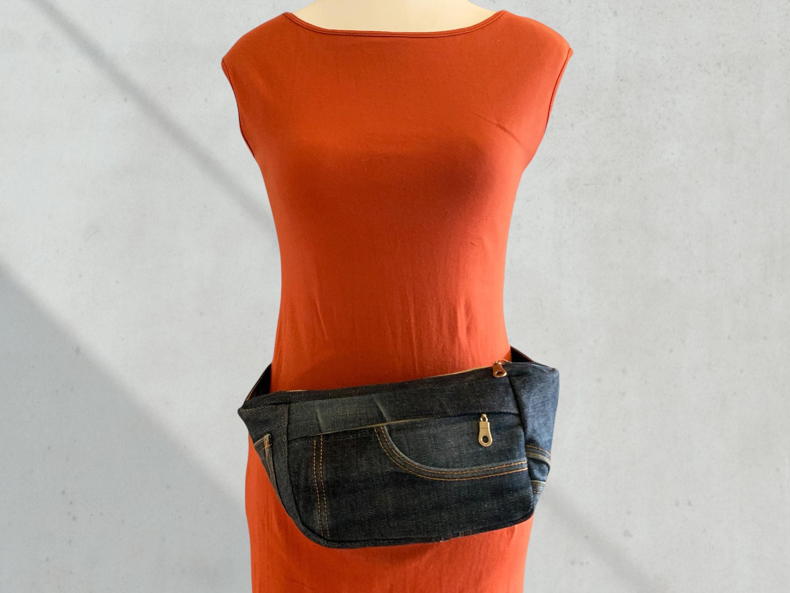 Upcycled Nudie Jeans Belt Bag: Handmade Denim Hip Bag, Hands Free