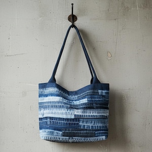 Recycled Denim Patchwork Shoulder Bag: Handmade Upcycled Tote