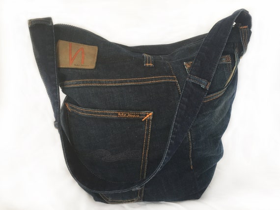 Recycled Nudie Jeans Co. Jeans Denim Slouch Bag Large / Boho - Etsy