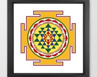 Sri Yantra print, colored sri yantra print, sacred art print, yoga print, mandala print, yoga wall art, instant download, 30x30 inches print
